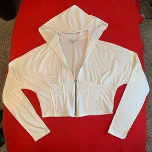 White Crop Hoodie